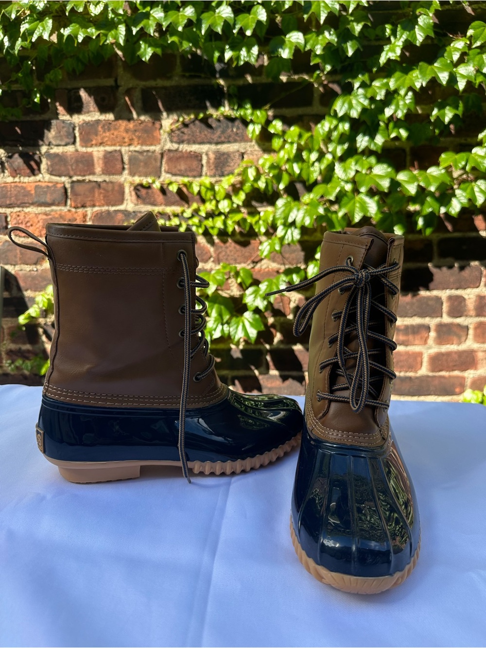 totes Brown and Navy Insulated Rain Boots